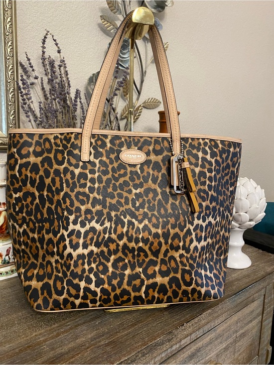 Coach Handbags - Coach Metro Ocelot leopard print coated canvas tote